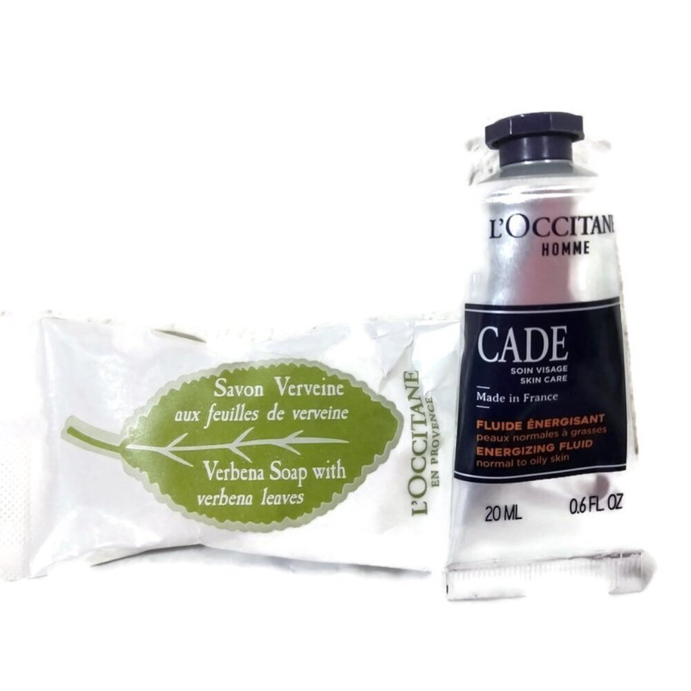 L'Occitane Men's Cade Energizing Fluid For Face & Verebna Soap 50G/20ML New